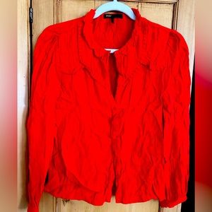 Beautiful vibrant red Maje blouse in prairie / western style.